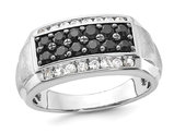 Mens 1.50 Carat (ctw) Black and White Sapphire Ring in Sterling Silver